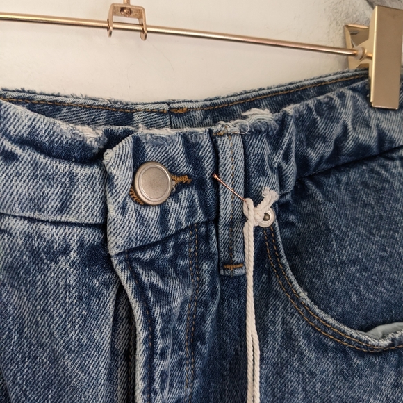 GOOD AMERICAN Good 90's Duster High Rise Jean Distressed Blue950 NEW Size 12 - Picture 2 of 11